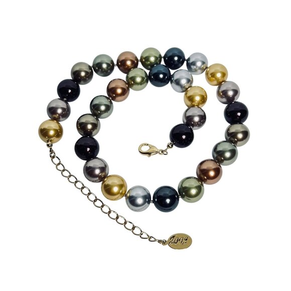 Kenneth Jay Lane Multicolor Glass Pearl Hand-Knotted Necklace (6017) - Picture 9 of 9